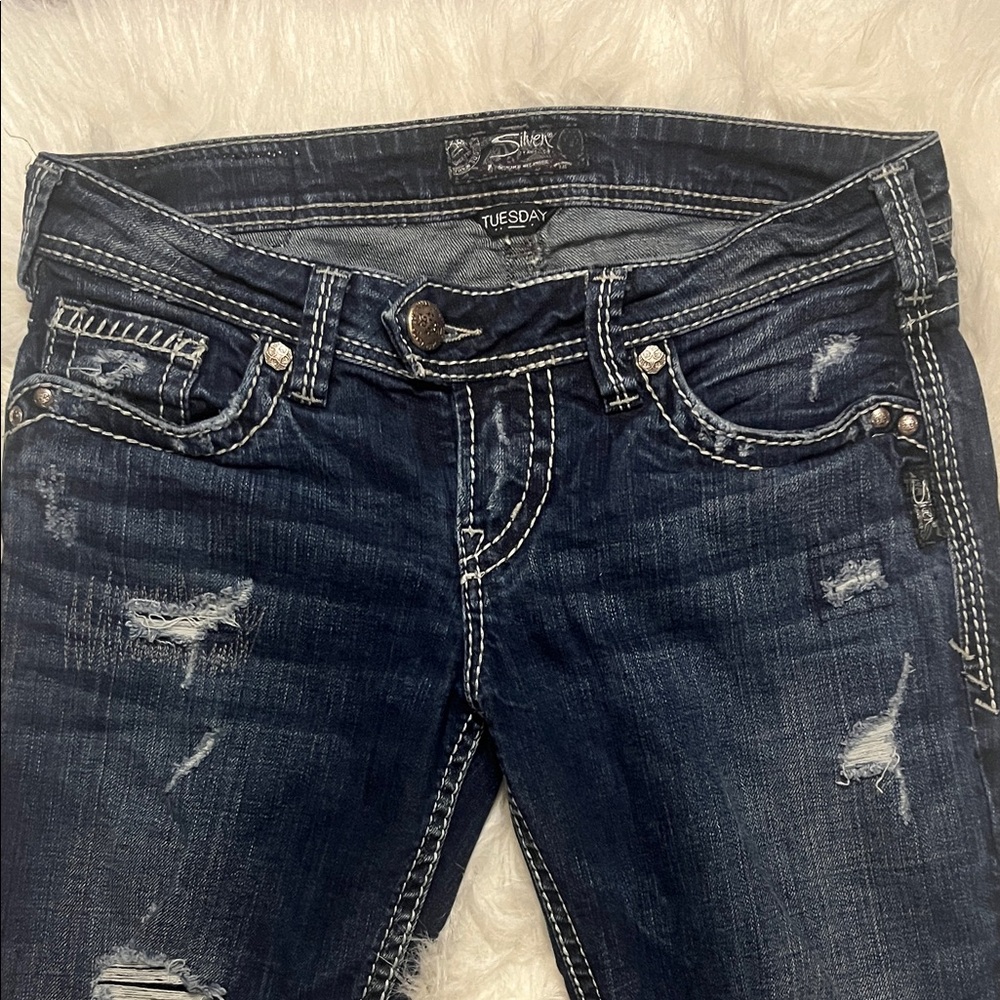 Silver Jeans Dark Blue Boot Cut Jeans - Picture 2 of 7